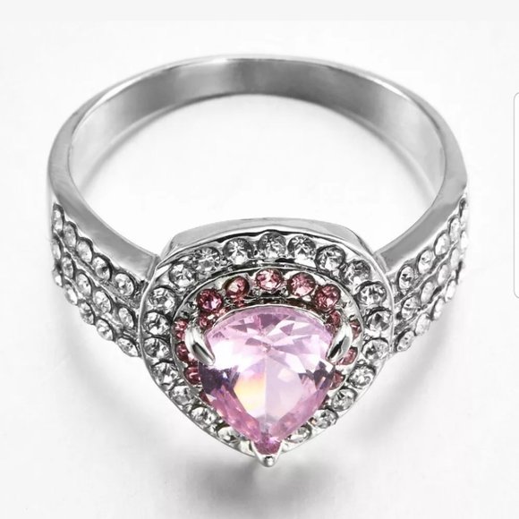 New 925 silver gorgeous pink sapphire ladies ring - Picture 2 of 4